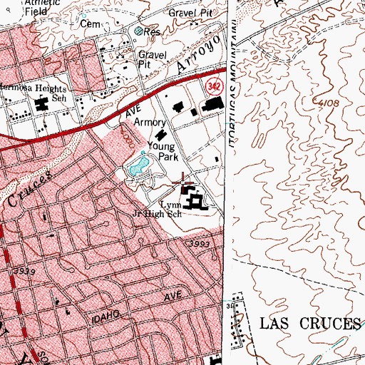 Topographic Map of Lynn Junior High School, NM
