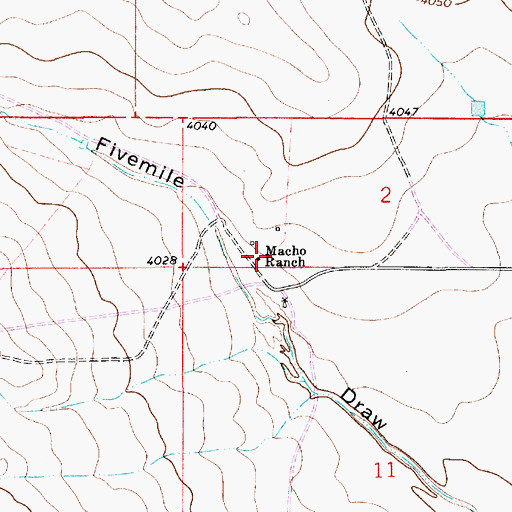 Topographic Map of Macho Ranch, NM