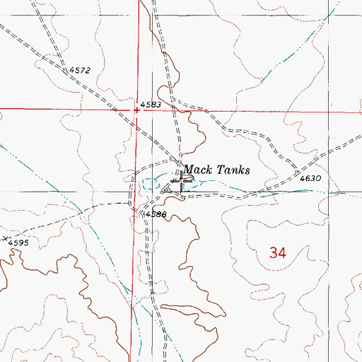 Topographic Map of Mack Tanks, NM