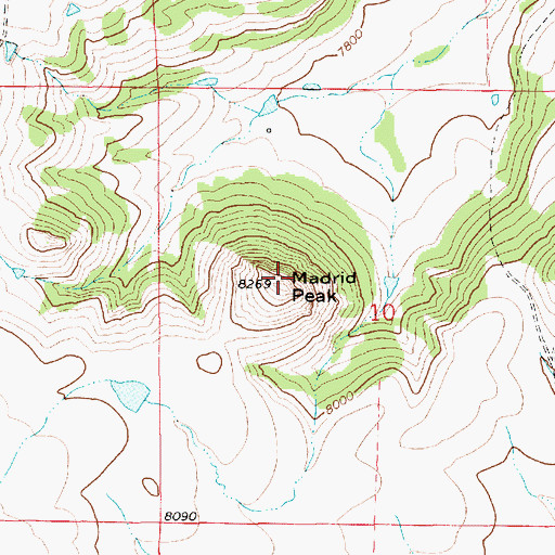 Topographic Map of Madrid Peak, NM