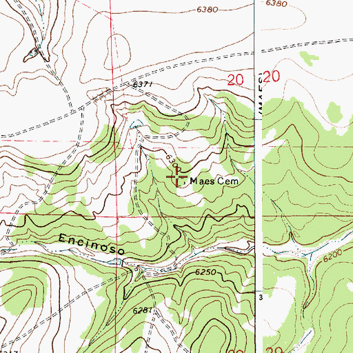Topographic Map of Maes Cemetery, NM