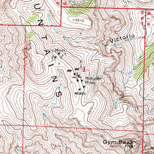 Topographic Map of Mahoney Mines, NM