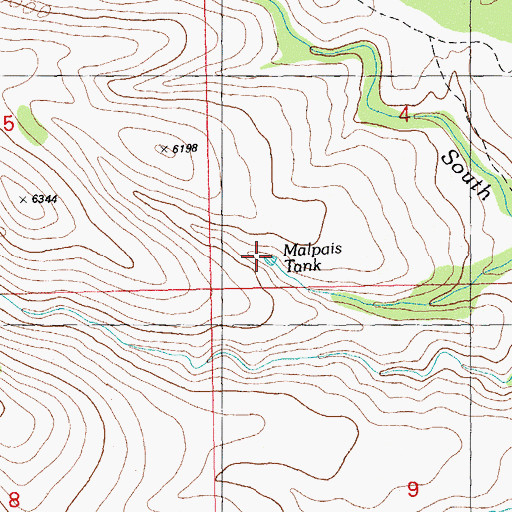 Topographic Map of Malpais Tank, NM