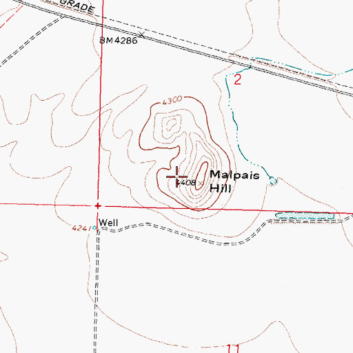 Topographic Map of Malpais Hill, NM