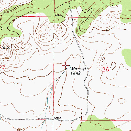 Topographic Map of Manuel Tank, NM