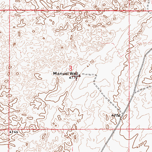 Topographic Map of Manuel Well, NM