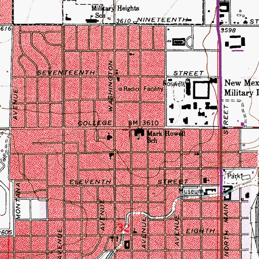 Topographic Map of Mark Howell School, NM