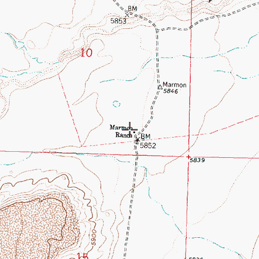 Topographic Map of Marmon Ranch, NM