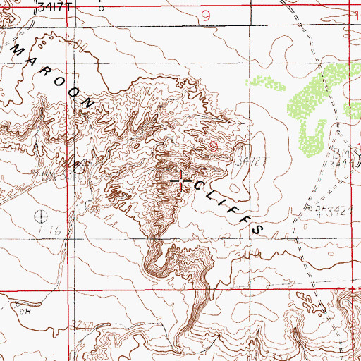 Topographic Map of Maroon Cliffs, NM