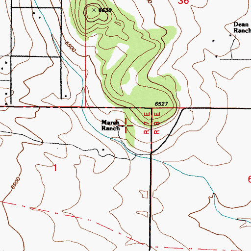 Topographic Map of Marsh Ranch, NM