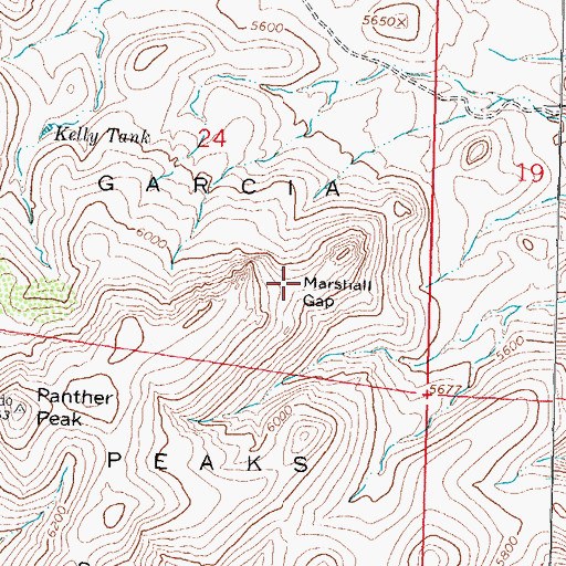 Topographic Map of Marshall Gap, NM