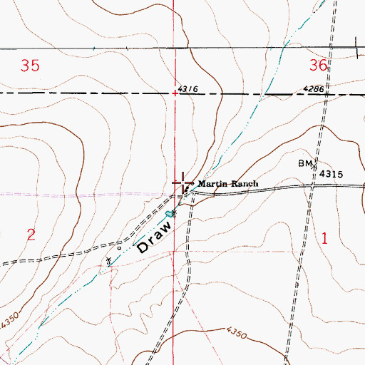 Topographic Map of Martin Ranch, NM