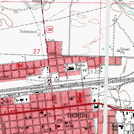 Topographic Map of Martin School, NM