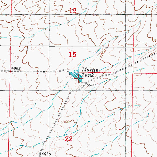 Topographic Map of Martin Tank, NM