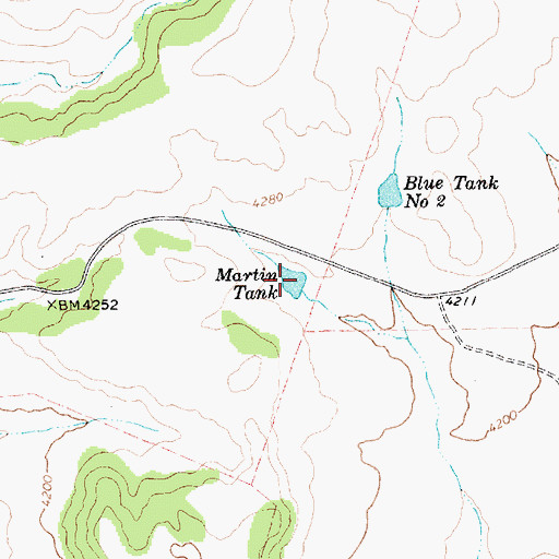Topographic Map of Martin Tank, NM