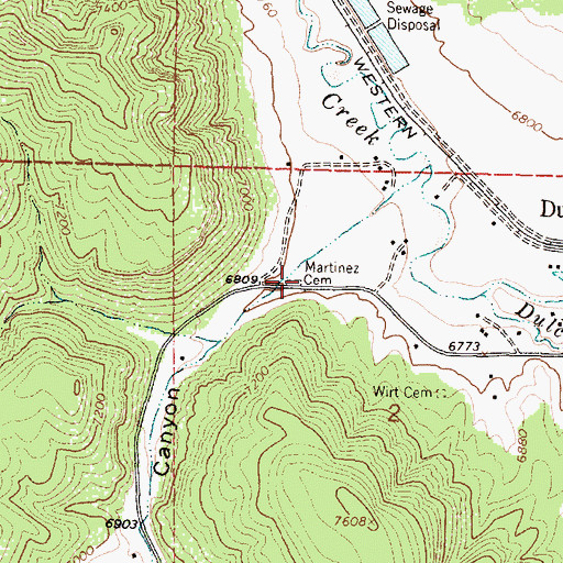 Topographic Map of Martinez Cemetery, NM