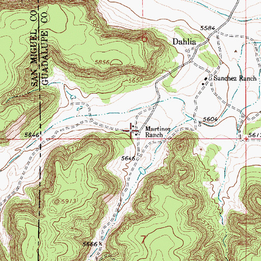 Topographic Map of Martinez Ranch, NM