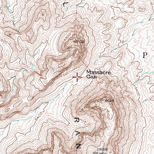 Topographic Map of Massacre Gap, NM