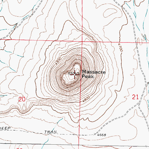 Topographic Map of Massacre Peak, NM