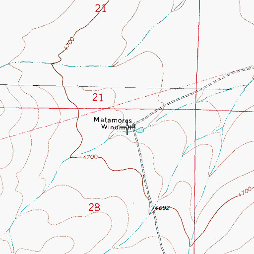 Topographic Map of Matamoros Windmill, NM