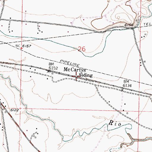 Topographic Map of McCartys Siding, NM