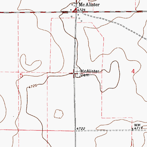 Topographic Map of McAlister Cemetery, NM