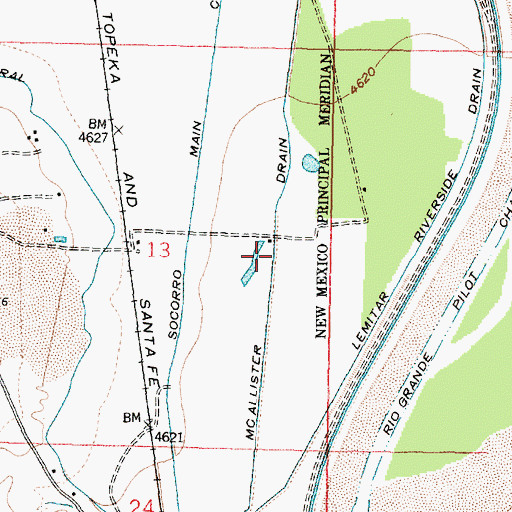 Topographic Map of McAllister Drain, NM