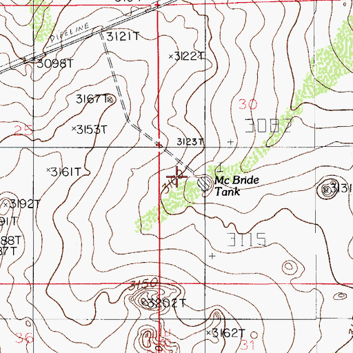 Topographic Map of McBride Tank, NM