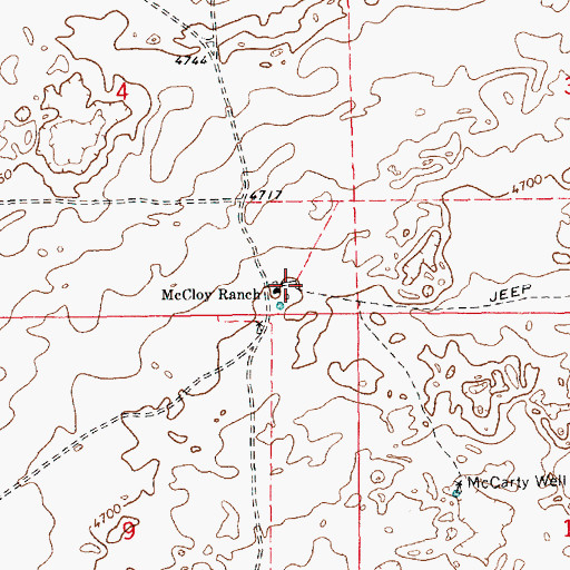 Topographic Map of McCloy Ranch, NM