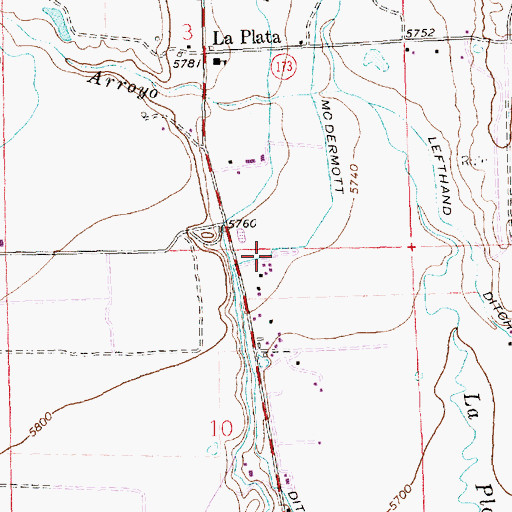 Topographic Map of McDermott Ditch, NM