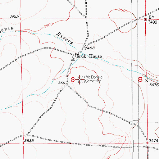 Topographic Map of McDonald Cemetery, NM