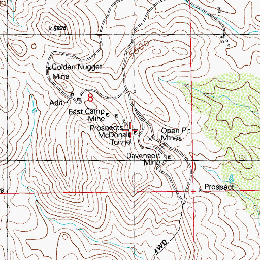 Topographic Map of McDonald Tunnel, NM