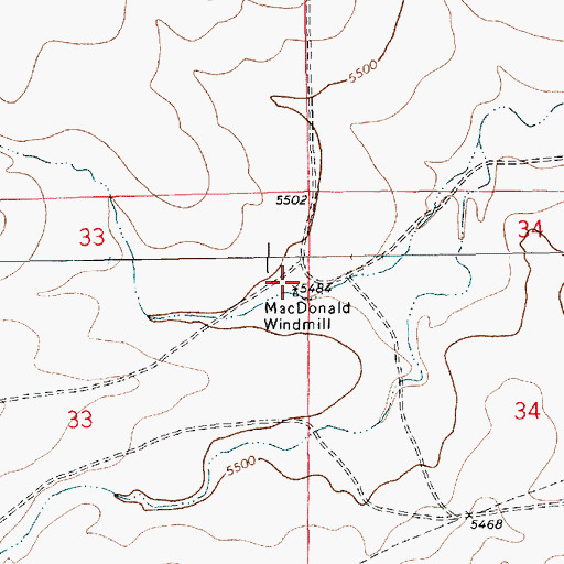 Topographic Map of McDonald Windmill, NM