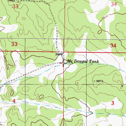 Topographic Map of McDougal Tank, NM