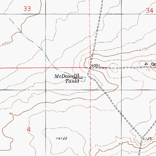 Topographic Map of McDowell Tank, NM