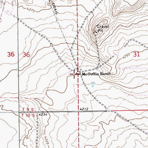 Topographic Map of McGuffin Ranch, NM