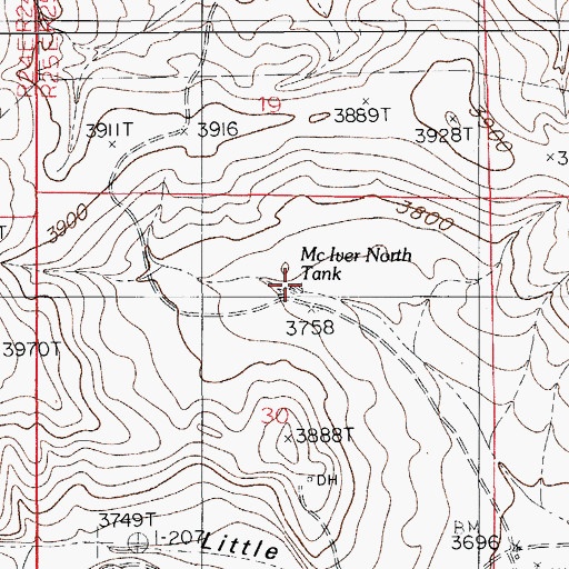 Topographic Map of McIver North Tank, NM