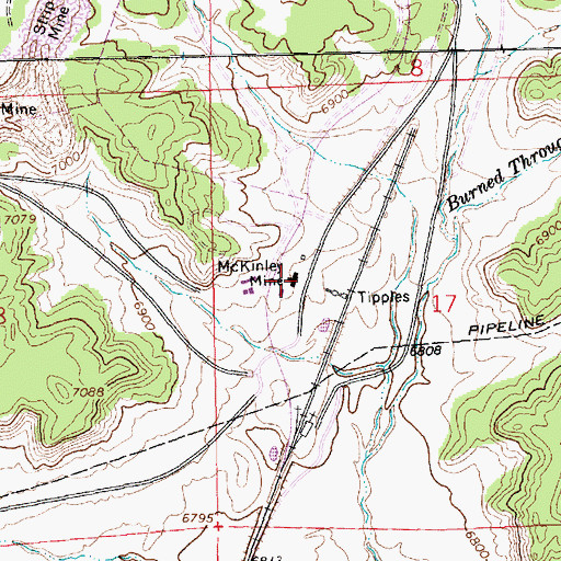 Topographic Map of McKinley Mine, NM
