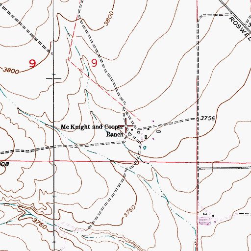 Topographic Map of McKnight and Cooper Ranch, NM