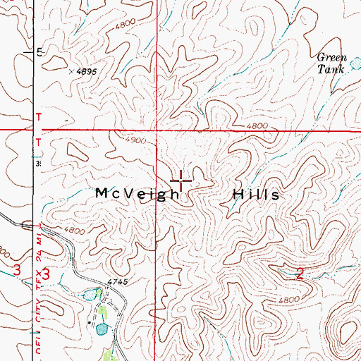 Topographic Map of McVeigh Hills, NM