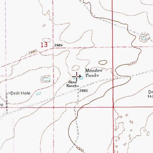 Topographic Map of Meadow Tanks, NM