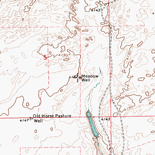 Topographic Map of Meadow Well, NM