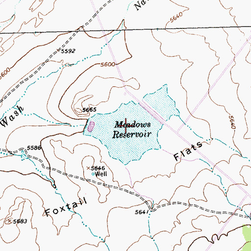 Topographic Map of Meadows Reservoir, NM
