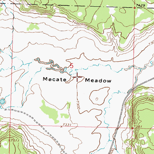 Topographic Map of Mecate Meadow, NM