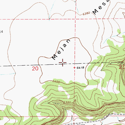 Topographic Map of Mejan Mesa, NM
