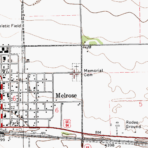 Topographic Map of Memorial Cemetery, NM