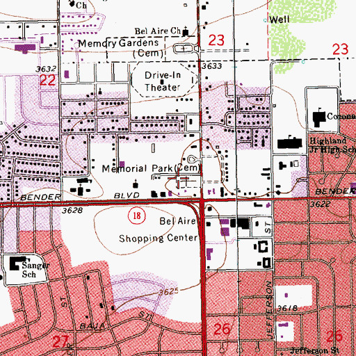 Topographic Map of Boone Cemetery - Memorial Park Cemetery, NM