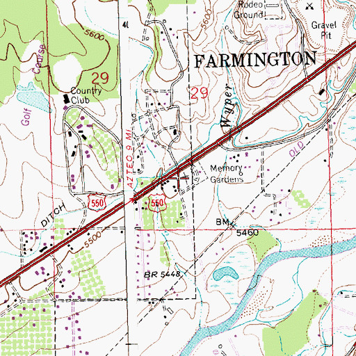 Topographic Map of Memory Gardens, NM