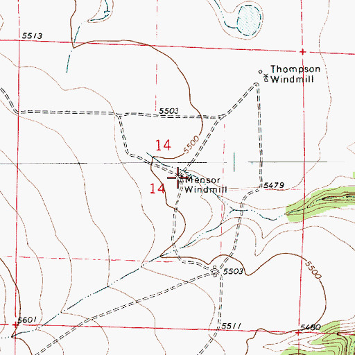 Topographic Map of Mensor Windmill, NM