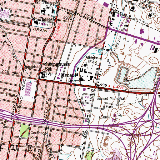 Topographic Map of Menual School, NM